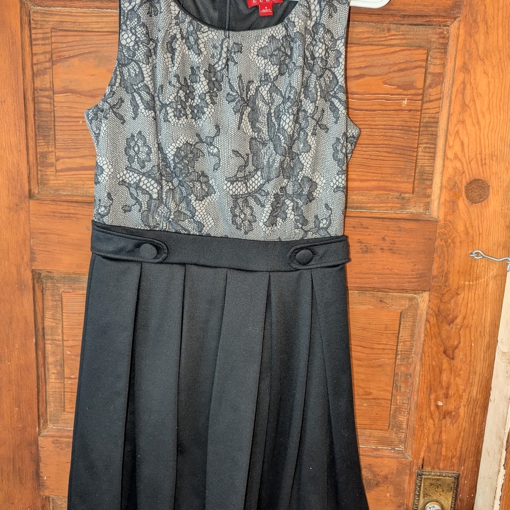 Elle Gray Silver Pleated‎ A-Line Cocktail Dress